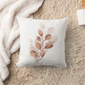 Beige Leaf Watercolor Modern Throw Pillow Cover  クッション (ブランケット)