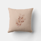 Beige Leaf Watercolor Modern Throw Pillow Cover  クッション (裏面)