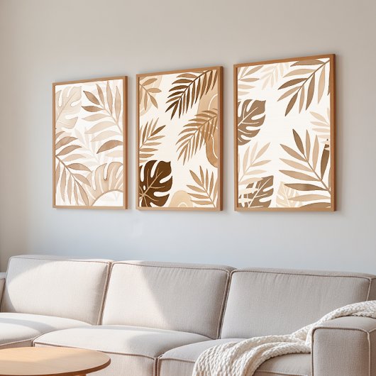 Beige Leaf Zen Minimalist Wall Art