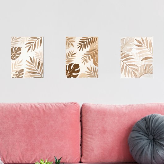 Beige Leaf Zen Minimalist Wall Art (リビング)