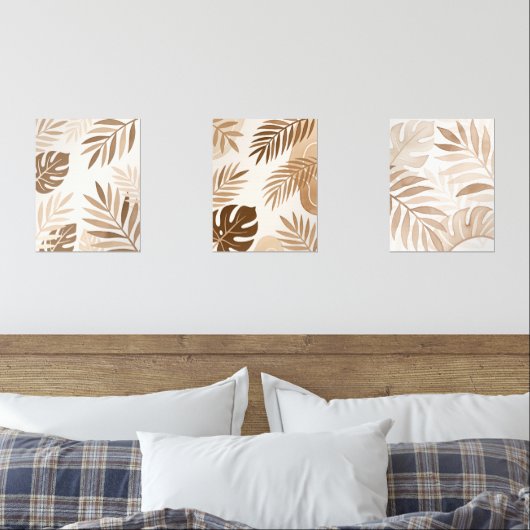 Beige Leaf Zen Minimalist Wall Art (寝室)