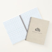 Beige Linen Creme Texture Minimal Elegant Monogram ノートブック (内部)