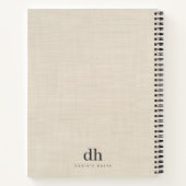 Beige Linen Creme Texture Minimal Elegant Monogram ノートブック (裏面)