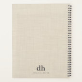 Beige Linen Creme Texture Minimal Elegant Monogram プランナー手帳 (裏面)