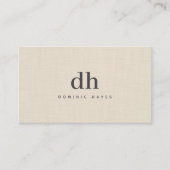 Beige Linen Creme Texture Minimal Elegant Monogram 名刺 (正面)