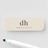 Beige Linen Creme Texture Minimal Elegant Monogram 名札 (インサイチュ)