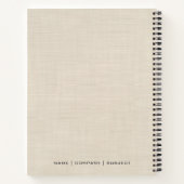 Beige Linen Creme Texture Simple Custom Logo ノートブック (裏面)