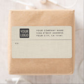 Beige Linen Creme Texture Simple Elegant Monogram ラベル (インサイチュ)