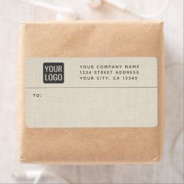 Beige Linen Creme Texture Simple Elegant Monogram ラベル