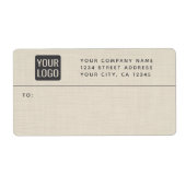 Beige Linen Creme Texture Simple Elegant Monogram ラベル (正面)