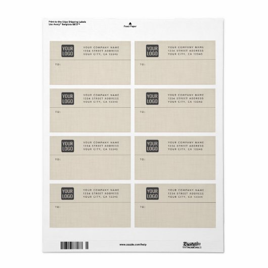 Beige Linen Creme Texture Simple Elegant Monogram ラベル (フルシート)