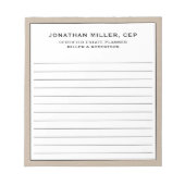 Beige Linen Lined Name Title Company Notepad ノートパッド (正面)