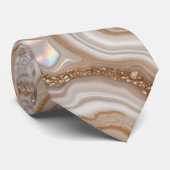 Beige marble gold Gemstone ネクタイ (ロール)