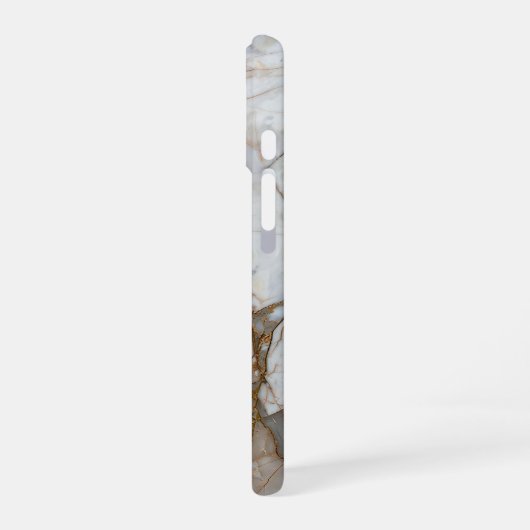 Beige Marble with Gold Veins – Elegant Design iPhone 16ケース (左側面)
