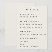 Beige Menu Template Modern Simple Wedding メニュー (正面/裏面)