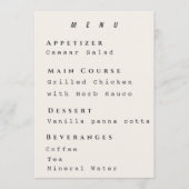 Beige Menu Template Modern Simple Wedding メニュー (正面)