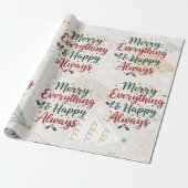 Beige Merry Christmas Gift Wrap with Tree Design ラッピングペーパー (アンロールド)