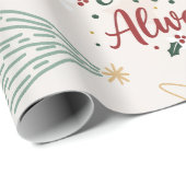 Beige Merry Christmas Gift Wrap with Tree Design ラッピングペーパー (ロールコーナー)