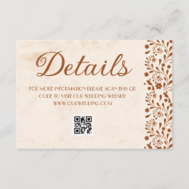 Beige Mexican Wedding Details QR code エンクロージャーカード