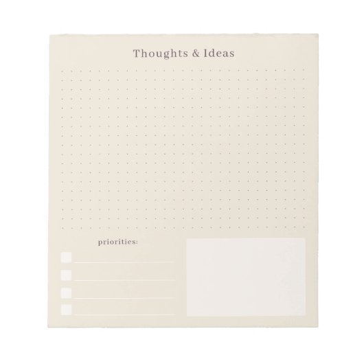 Beige minimal and simple Thoughts & Ideas ノートパッド (正面)