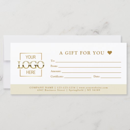 Beige Minimal Business Gift Certificate Template (正面)