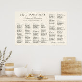 Beige Minimal Wedding Alphabetical Seating Chart ポスター (キッチン)