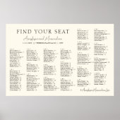 Beige Minimal Wedding Alphabetical Seating Chart ポスター (正面)