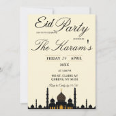 Beige Minimalist  elegant Eid Party Invitation  招待状 (正面)