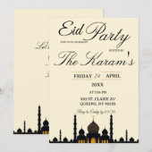 Beige Minimalist  elegant Eid Party Invitation  招待状 (正面/裏面)