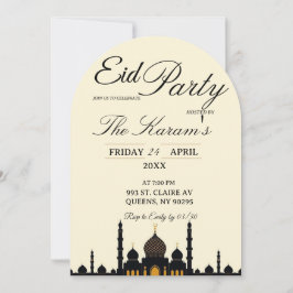 Beige Minimalist elegant Eid Party Invitation Card 招待状
