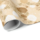 Beige | Modern & Elegant Faux Glitter Floral ラッピングペーパー (ロールコーナー)