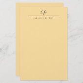 Beige Modern Monogrammed Calligraphy Plain Name 便箋 (正面/裏面)