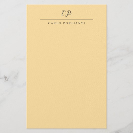 Beige Modern Monogrammed Calligraphy Plain Name 便箋 (正面)