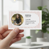Beige Modern Pet Grooming Business Card with Photo 名刺