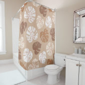 Beige Monstera離れのトレンディー：手書きパターン シャワーカーテン (インサイチュ)
