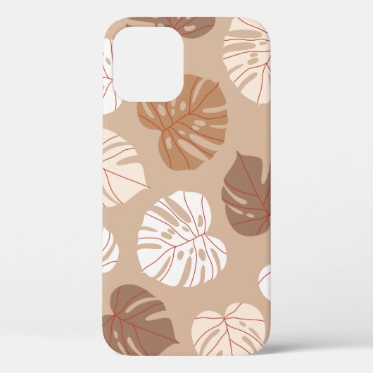 Beige Monstera離れのトレンディー:手書きパターン Case-Mate iPhoneケース (裏面)