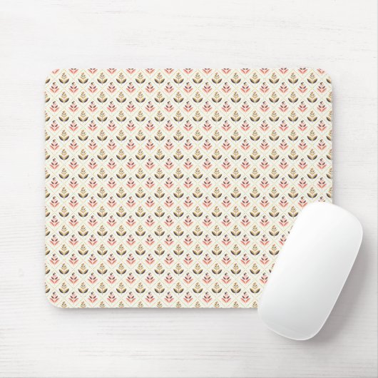 Beige mousepad with a repeating floral pattern マウスパッド (マウス)