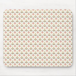 Beige mousepad with a repeating floral pattern マウスパッド