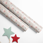 Beige Mrs. Claus Faces Christmas Wrapping Paper ラッピングペーパー