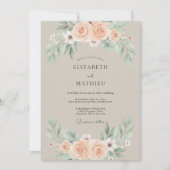 Beige Muted Botanical Wedding 招待状 (正面)