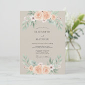 Beige Muted Botanical Wedding 招待状 (スタンド正面)