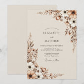 Beige Muted Woodland Wedding 招待状 (正面/裏面)