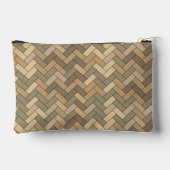 Beige Natural Herringbone Name Travel アクセサリーポーチ (裏面)