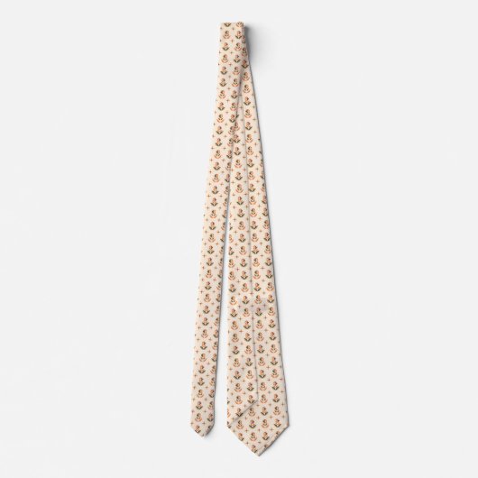 Beige necktie with a small floral pattern ネクタイ (裏面)