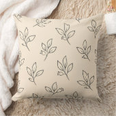Beige Neutral Cushion | Leaf Pattern Throw Pillow クッション (ブランケット)