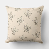 Beige Neutral Cushion | Leaf Pattern Throw Pillow クッション (正面)