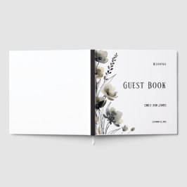 Beige Neutral Floral Wedding ゲストブック