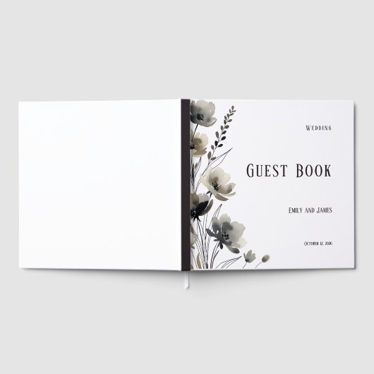 Beige Neutral Floral Wedding ゲストブック (全面)