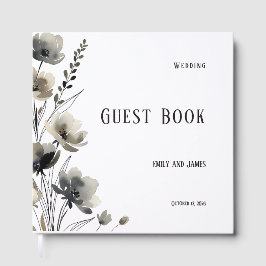Beige Neutral Floral Wedding ゲストブック