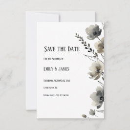 Beige Neutral Floral Wedding セーブザデート